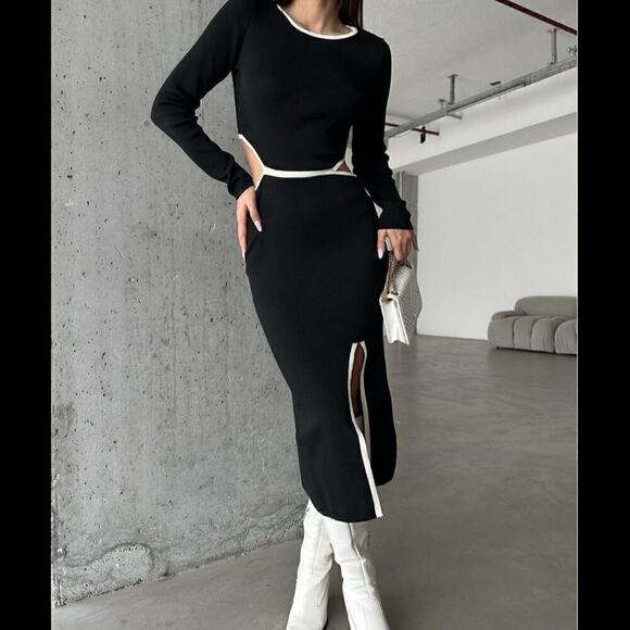 RARE!!! MANGO Contrast Piping Knit Dress NWT - Picture 13 of 16